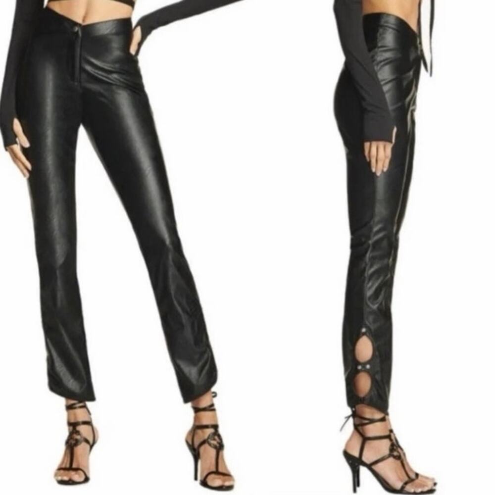 I.AM.GIA Cirdan Faux Leather Cutout Hem Pants Black XS Slim Fit EUC